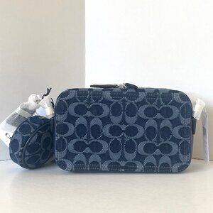 Coach Charter Slim Messenger CAS41 Signature Blue Denim Leather Crossbody ORGPKG